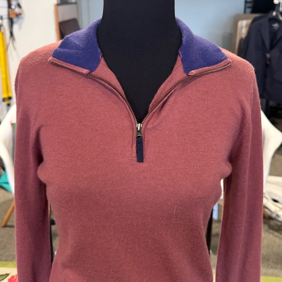Women's Mauve and Violet Turtleneck 1/4 Zip Sweater - Picture 7 of 7